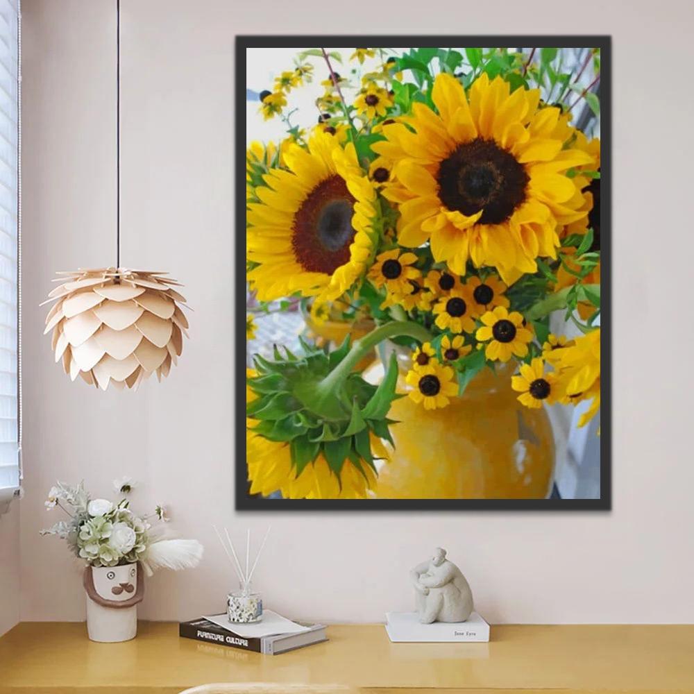 Un Vase de Tournesol Peinture par Numéros