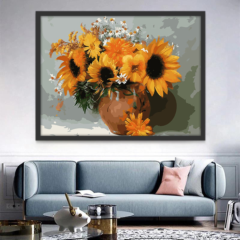Un Vase de Tournesols Peinture par Numéros