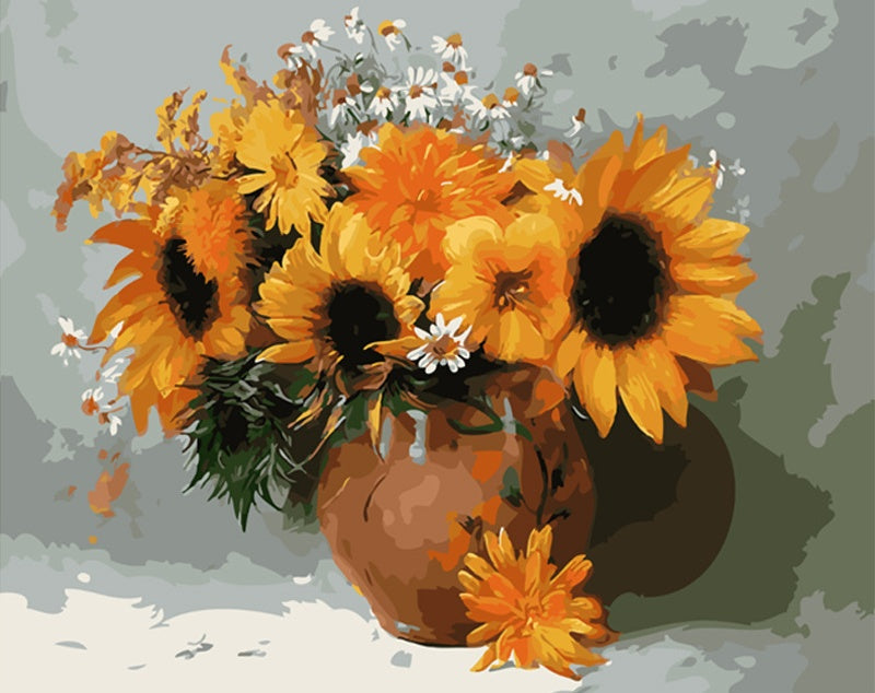 Un Vase de Tournesols Peinture par Numéros
