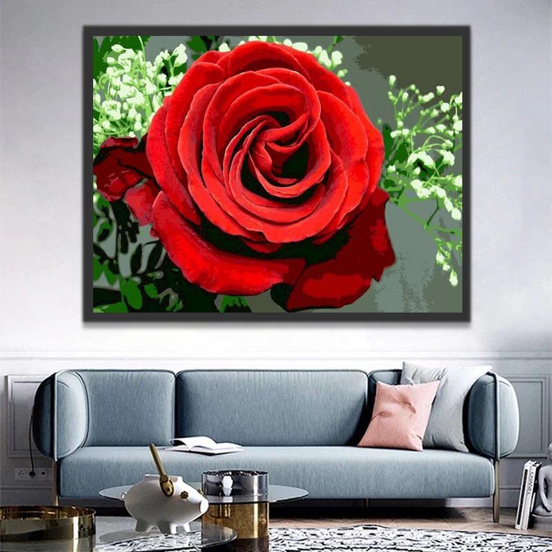Une Rose Rouge Peinture par Numéros