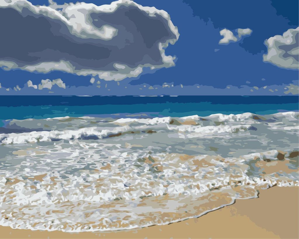 Vague Plage et Nuages Peinture par Numéros