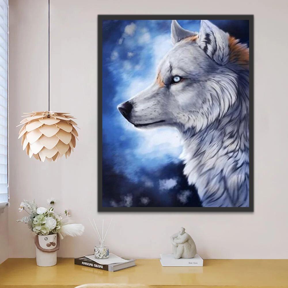 Vaillant Loup Blanc Peinture par Numéros