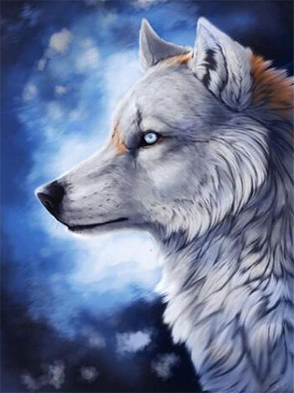 Vaillant Loup Blanc Peinture par Numéros
