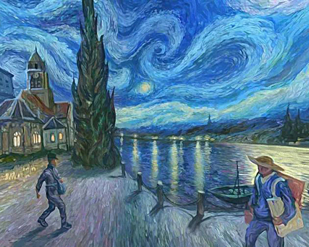 Van Gogh Nuit Étoilée et Hommes Peinture par Numéros