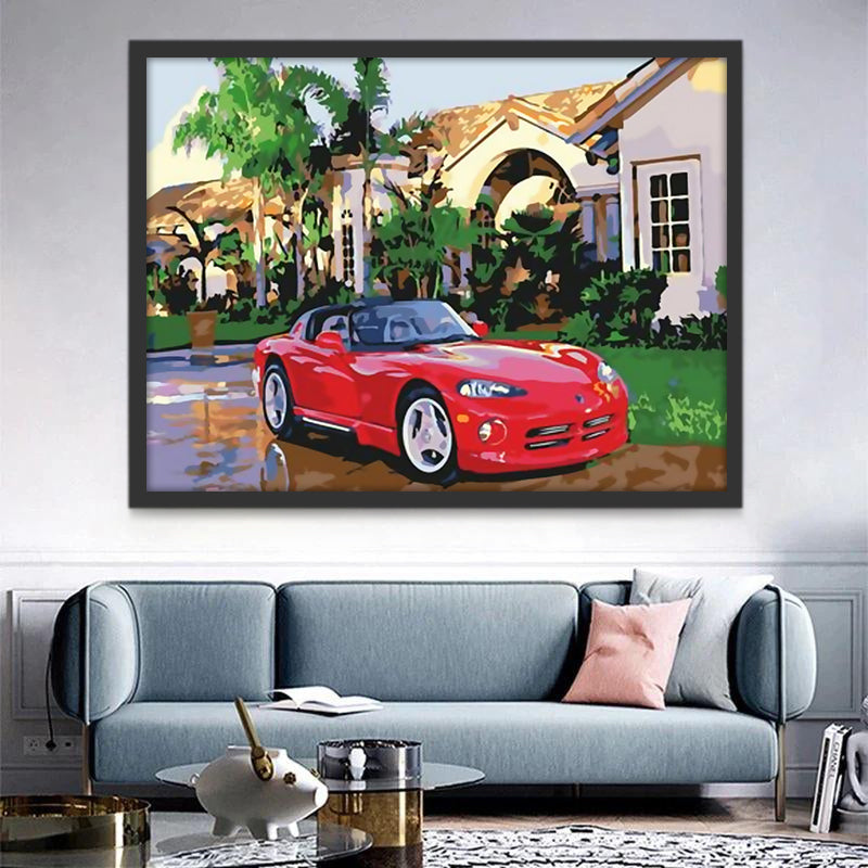 Véhicule Voiture Rouge Peinture par Numéros