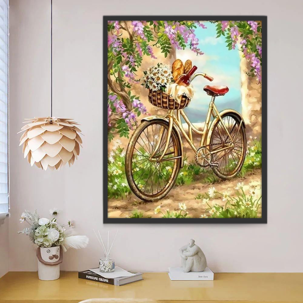 Vélo avec Fleurs Peinture par Numéros