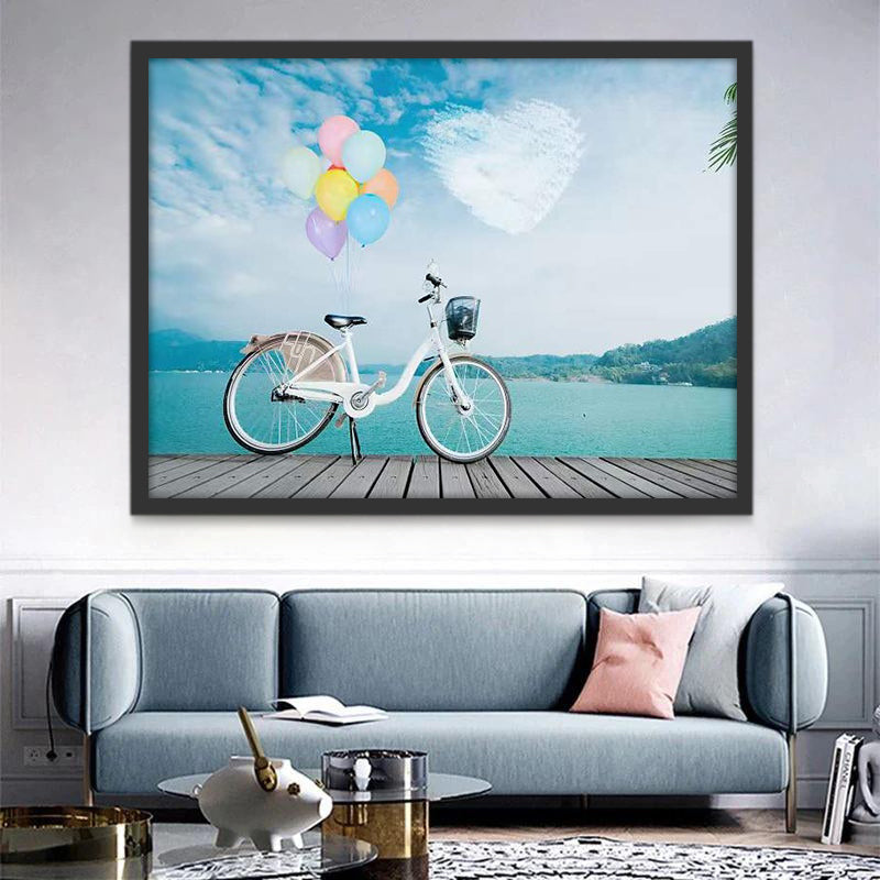 Vélo et Lac Peinture par Numéros