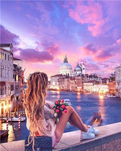 Venise et Fille Peinture par Numéros