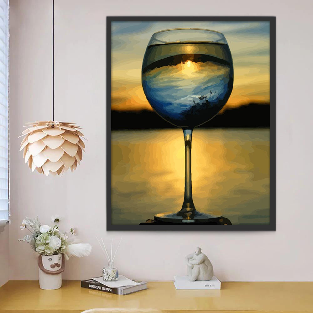 Verre au Coucher du Soleil Peinture par Numéros