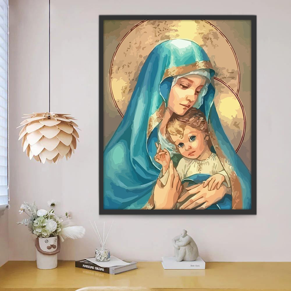 Vierge Marie et Jésus Peinture par Numéros PBNCHL75
