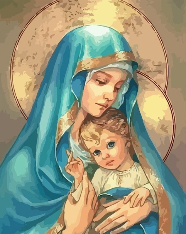Vierge Marie et Jésus Peinture par Numéros PBNCHL75