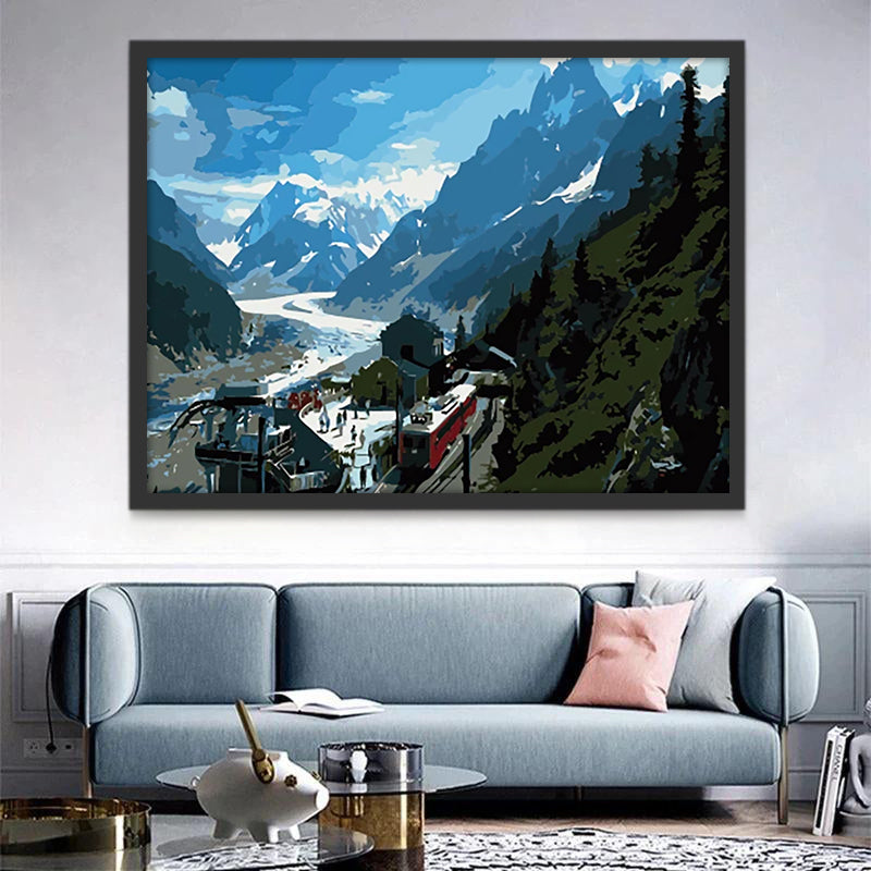 Village dans les Montagnes Peinture par Numéros