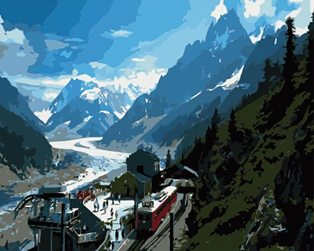 Village dans les Montagnes Peinture par Numéros