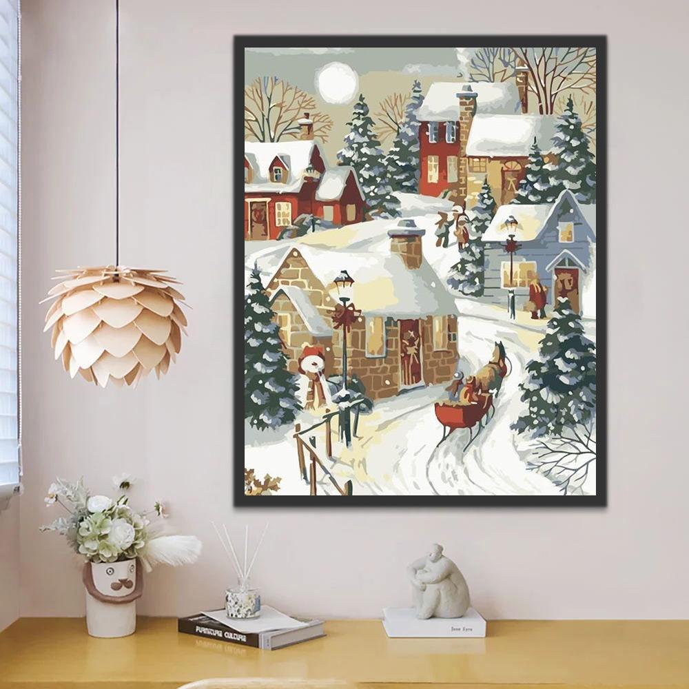 Village de Noël Fête Peinture par Numéros