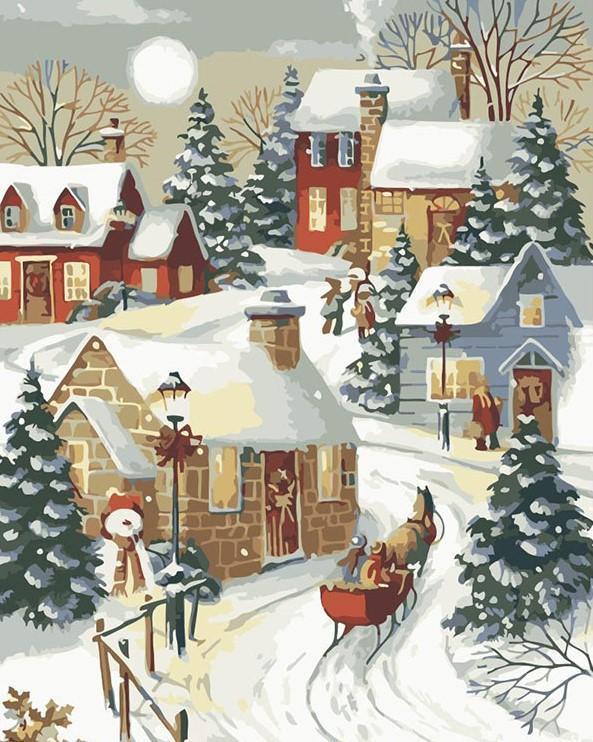 Village de Noël Fête Peinture par Numéros