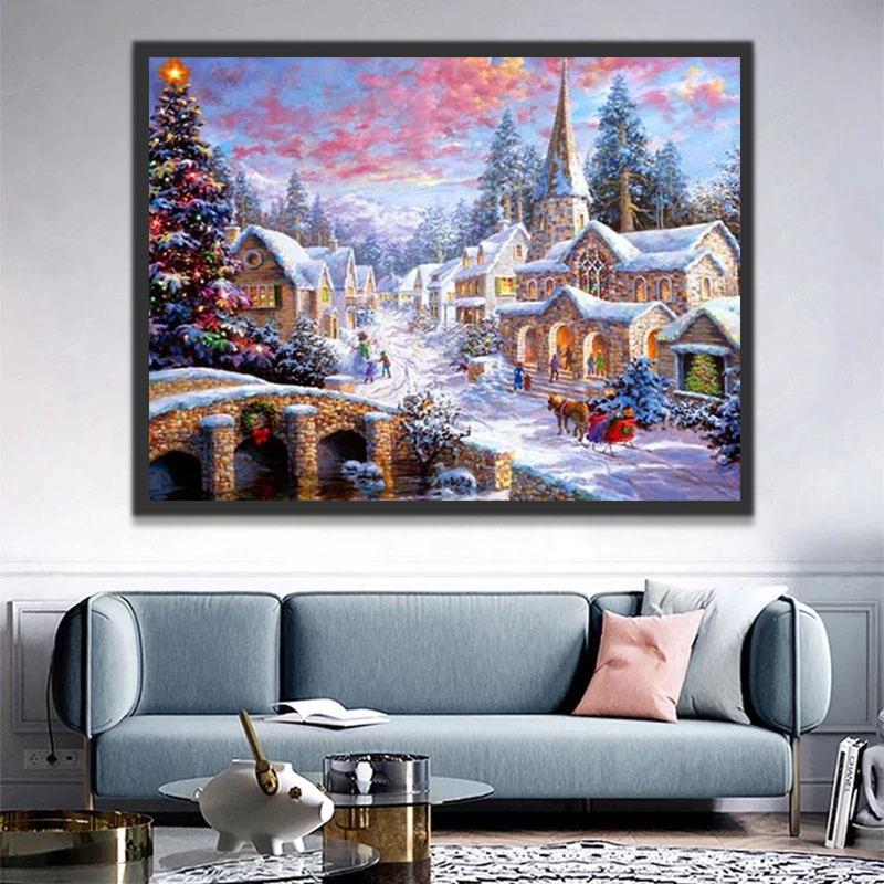 Village Noël Peinture par Numéros