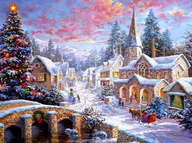 Village Noël Peinture par Numéros