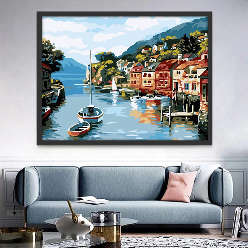 Ville d'Eau Peinture par Numéros