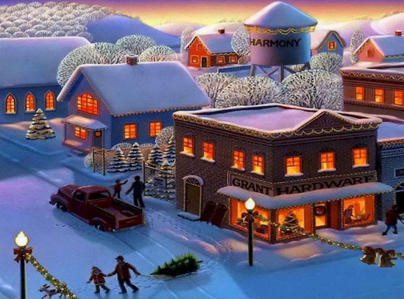 Ville Noël Peinture par Numéros