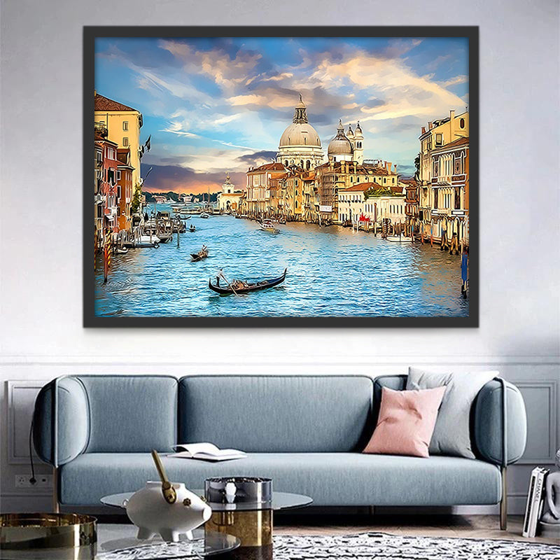 Ville sur l'Eau Peinture par Numéros