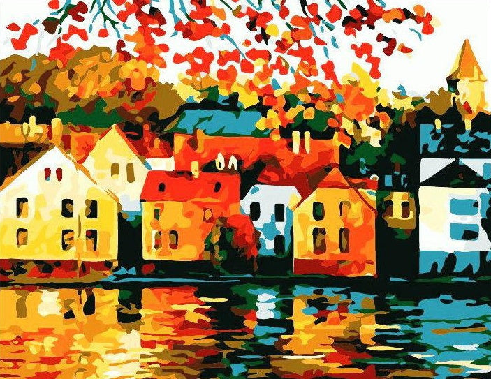 Ville Tranquille Peinture par Numéros