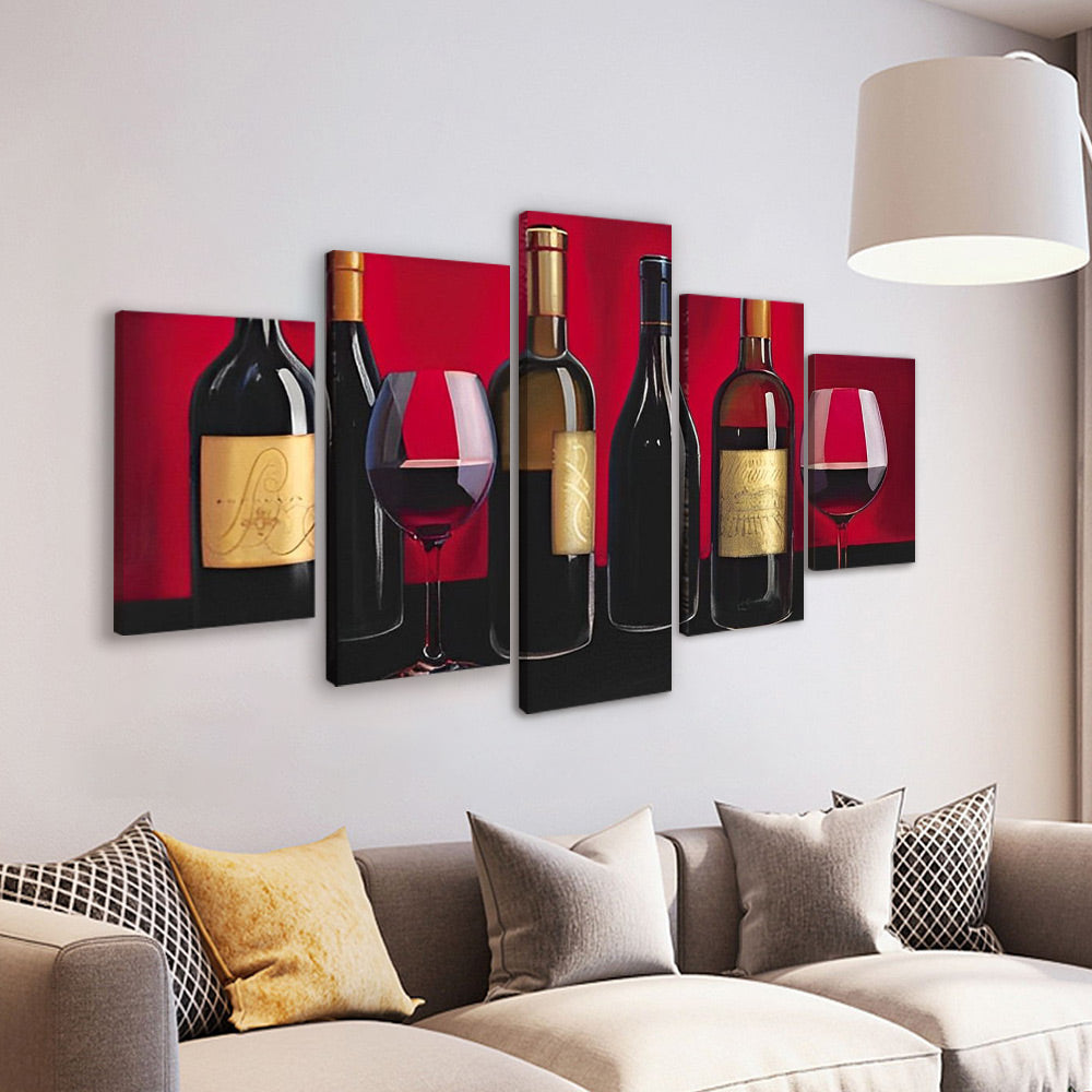 Vin Rouge 5 Partie Peinture par Numéros