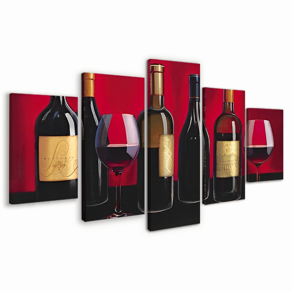 Vin Rouge 5 Partie Peinture par Numéros
