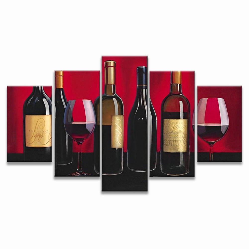 Vin Rouge 5 Partie Peinture par Numéros