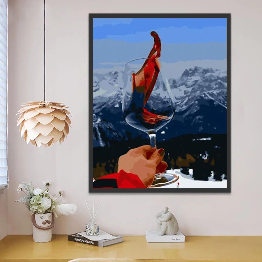Vin Rouge et Montagnes Peinture par Numéros