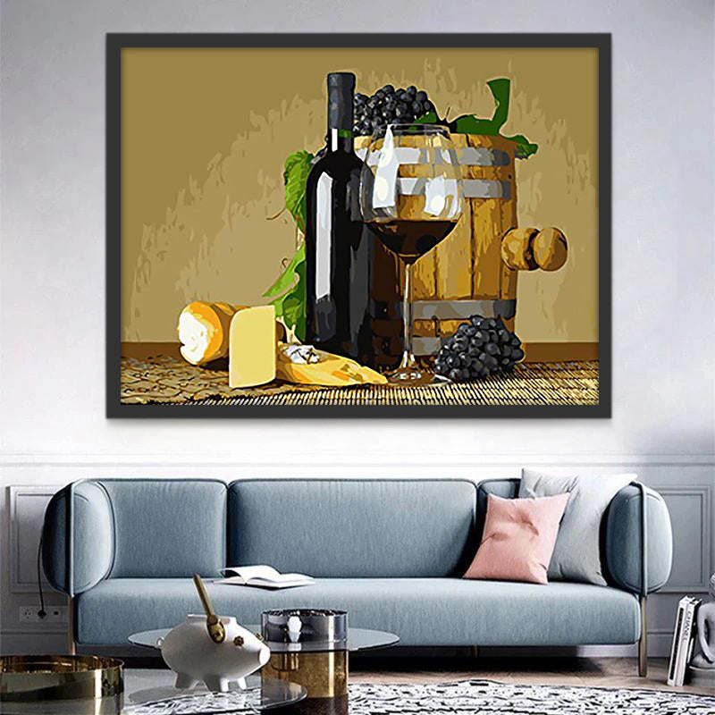 Vin Rouge et Tonneau Peinture par Numéros