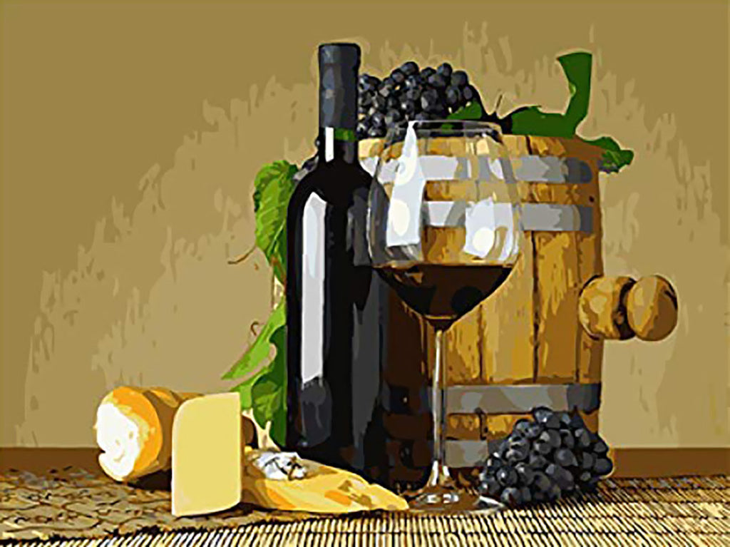 Vin Rouge et Tonneau Peinture par Numéros