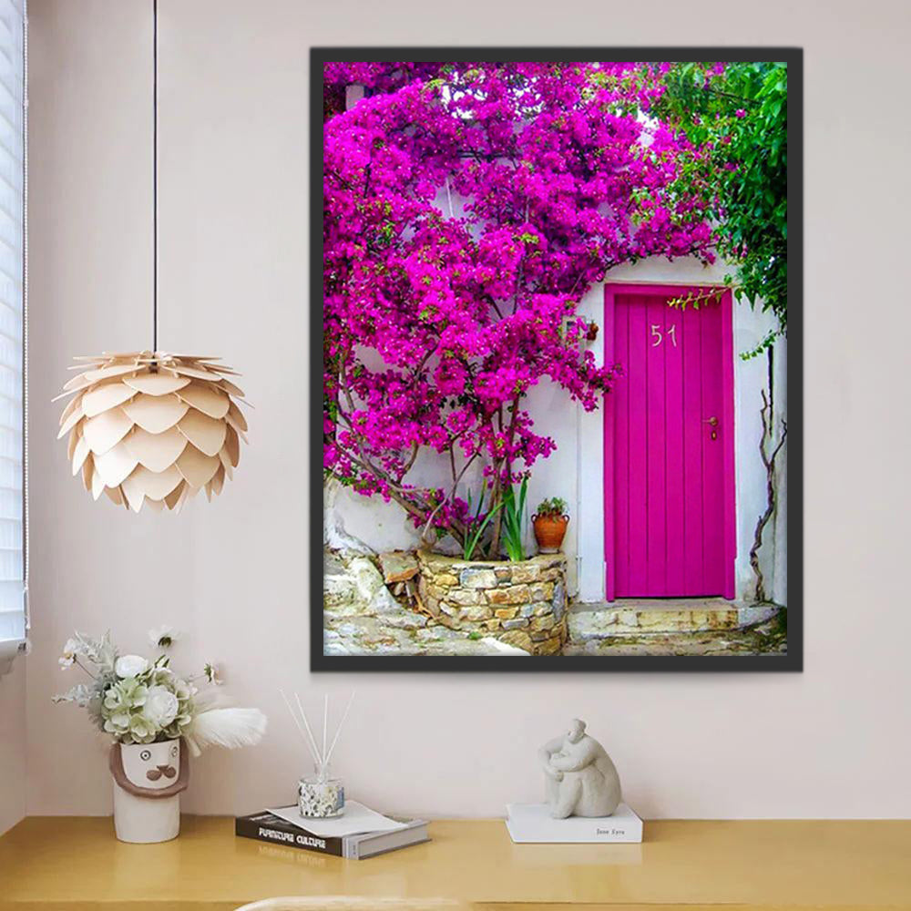 Violettes Porte et Fleurs Peinture par Numéros
