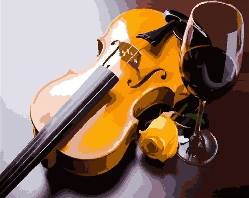 Violon et Vin Rouge Peinture par Numéros