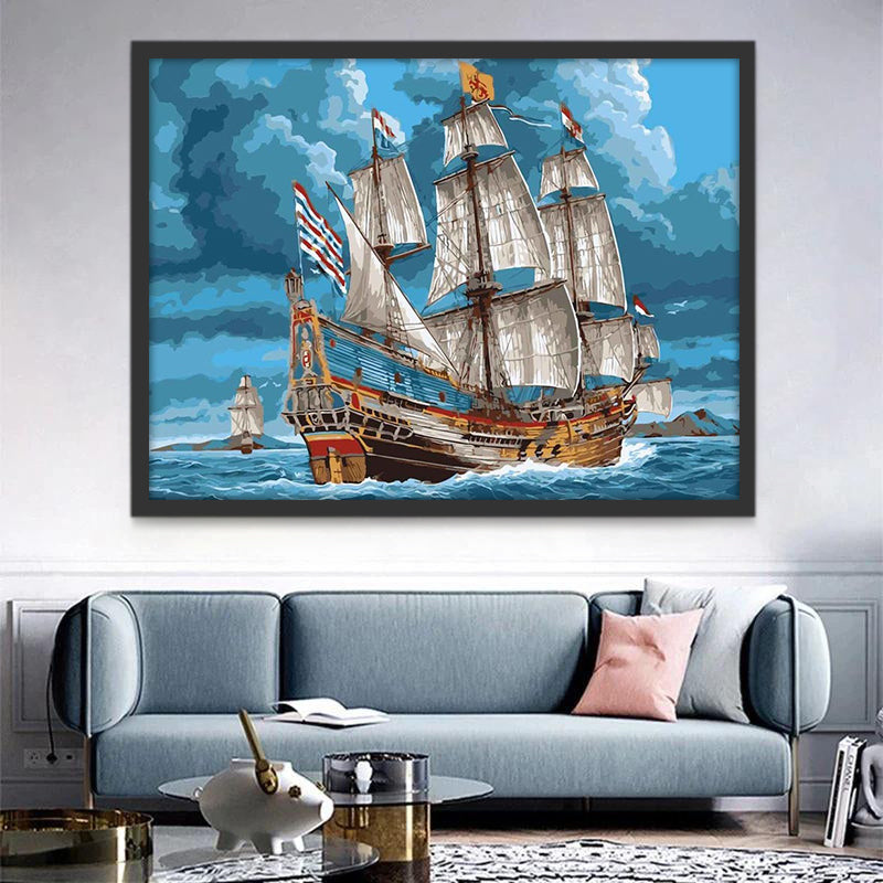 Voilier en Mer Peinture par Numéros