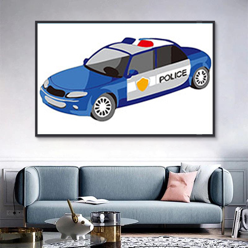 Voiture de Police Cartoon Peinture par Numéros
