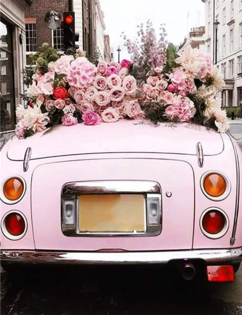 Voiture et Fleur Roses Peinture par Numéros