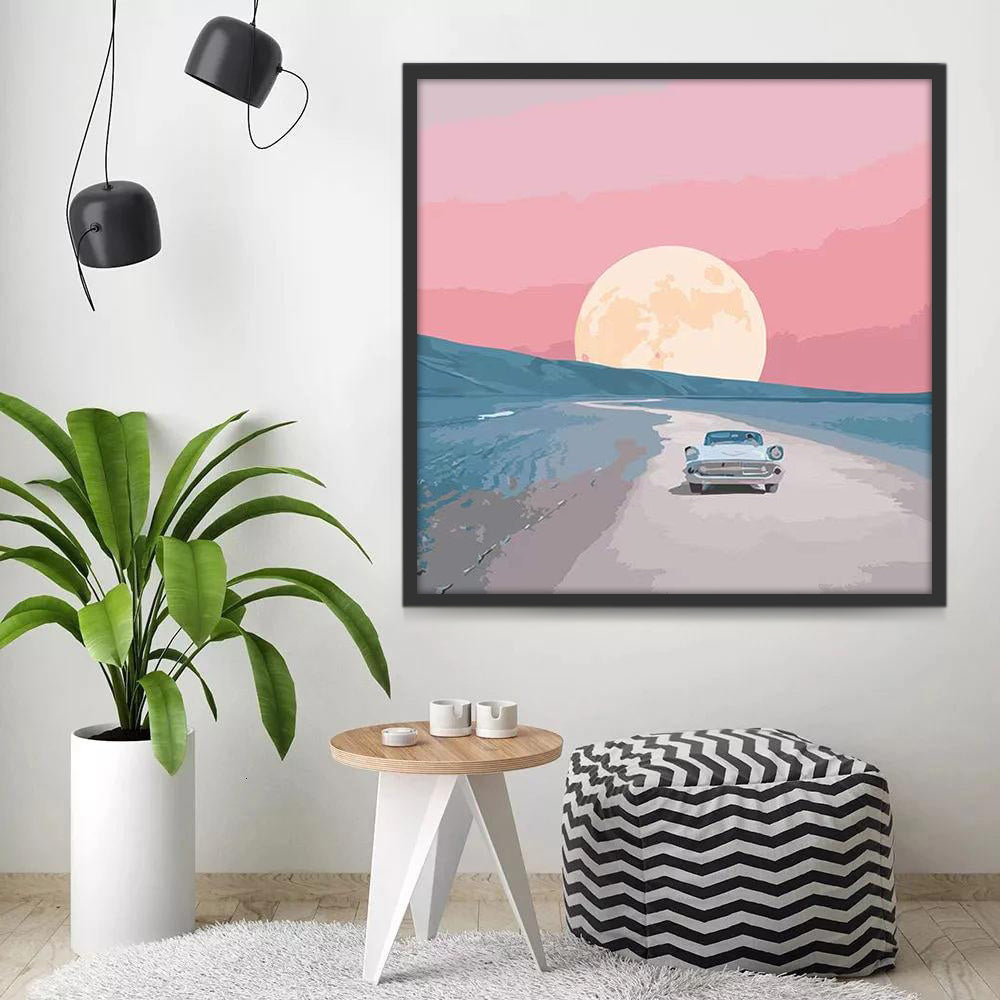 Voiture et Plage Peinture par Numéros