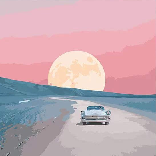 Voiture et Plage Peinture par Numéros