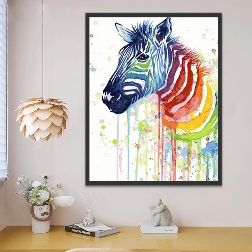 Zèbre Coloré Peinture par Numéros