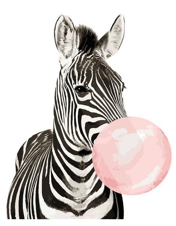 Zèbre et Bulle Rose Peinture par Numéros