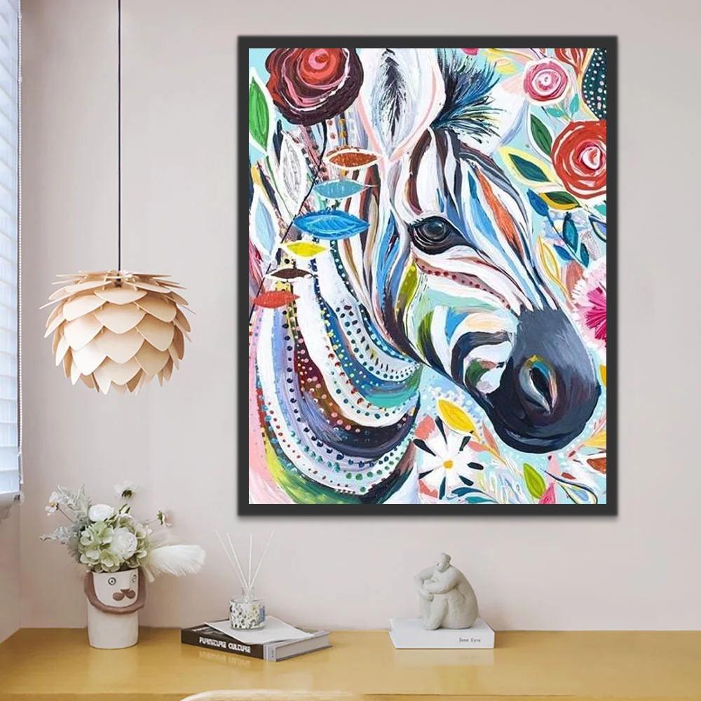 Zèbre Fleuri Peinture par Numéros