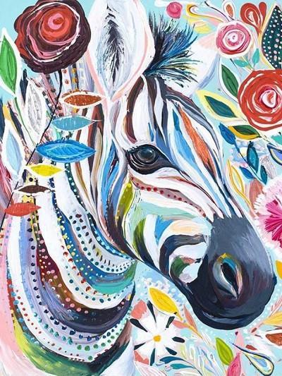 Zèbre Fleuri Peinture par Numéros