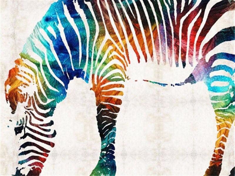 Zèbre Multicolore Peinture par Numéros
