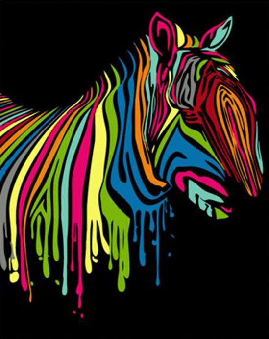 Zèbre Multicolores Déssiné Peinture par Numéros