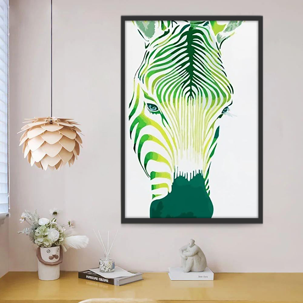 Zèbre Vert Peinture par Numéros